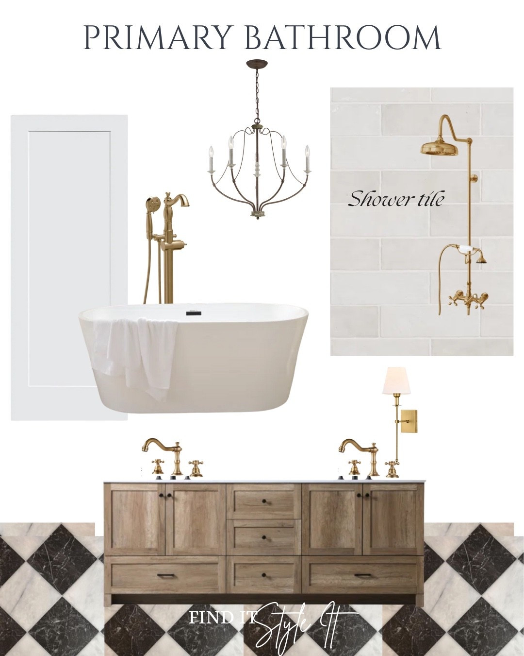 Primary bathroom goals!! I love the floor faucet for the free-standing soaker tub. The showerhead is both functional and stunning with its vintage vibes.  What do you think? Would you spend time in this spa-inspired bathroom?

#ModernOrganic
#CozyModernHome
#vintagedecor
#ModernBathroom
#bathroomgoals
#NeutralBathroom
#MasterBathroom
#PrimaryBathroom
#ModernOrganicStyle	#BathroomReno	#BathroomTransformation	#LTKBathroom
#BrassFixtures	#EuropeanBathroomStyle

#LTKhome #LTKsale #LTKcanada