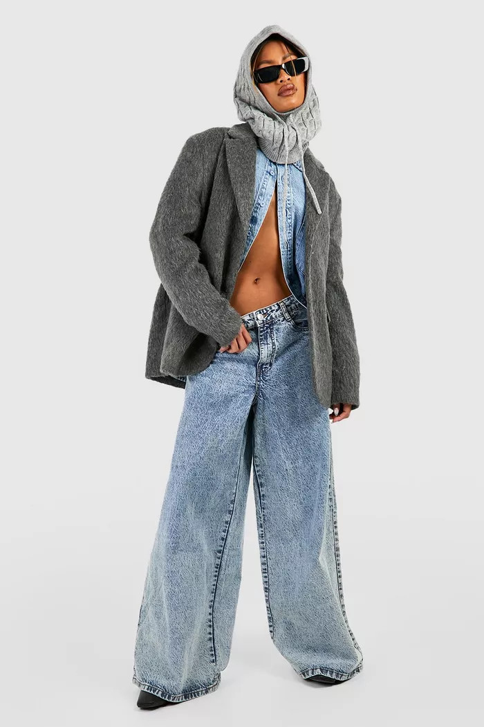 Oversized Textured Wool Blazer | Boohoo.com (UK & IE)