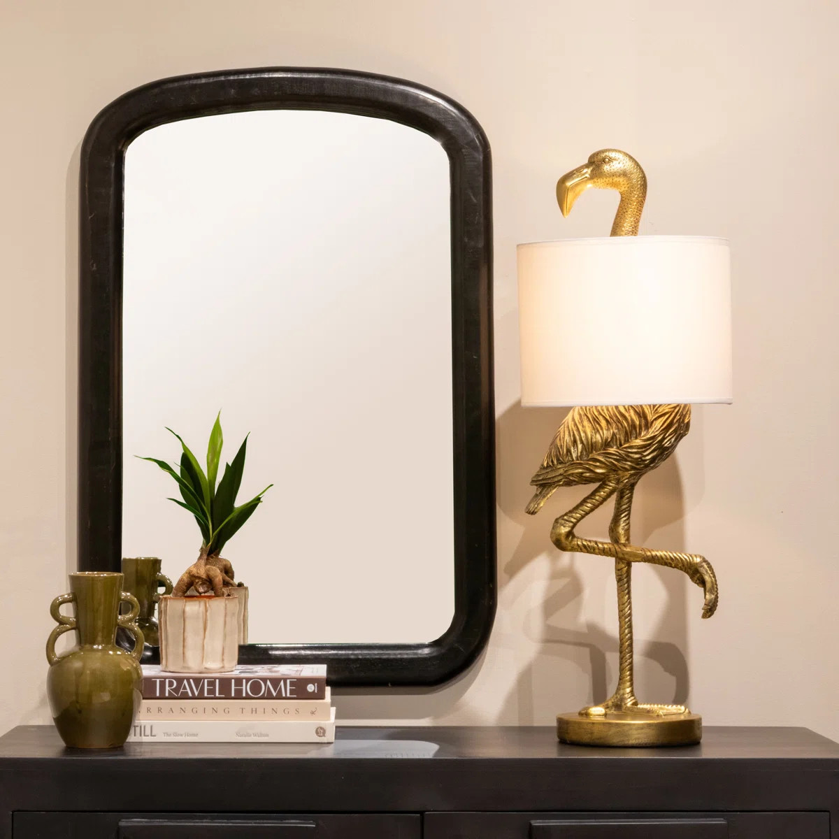 Resin Flamingo Table Lamp with Linen Shade | Wayfair North America