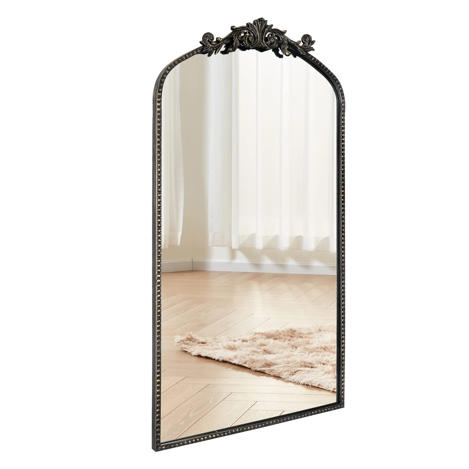 Arched Mirror, 19“X31”Black Traditional Vintage Ornate Baroque Mirror,Antique Mirror with Metal Frame, Baroque Wall Mounted Mirrors for Entryway/Bathroom/Living Room/Hallway/Bedroom | Amazon (US)
