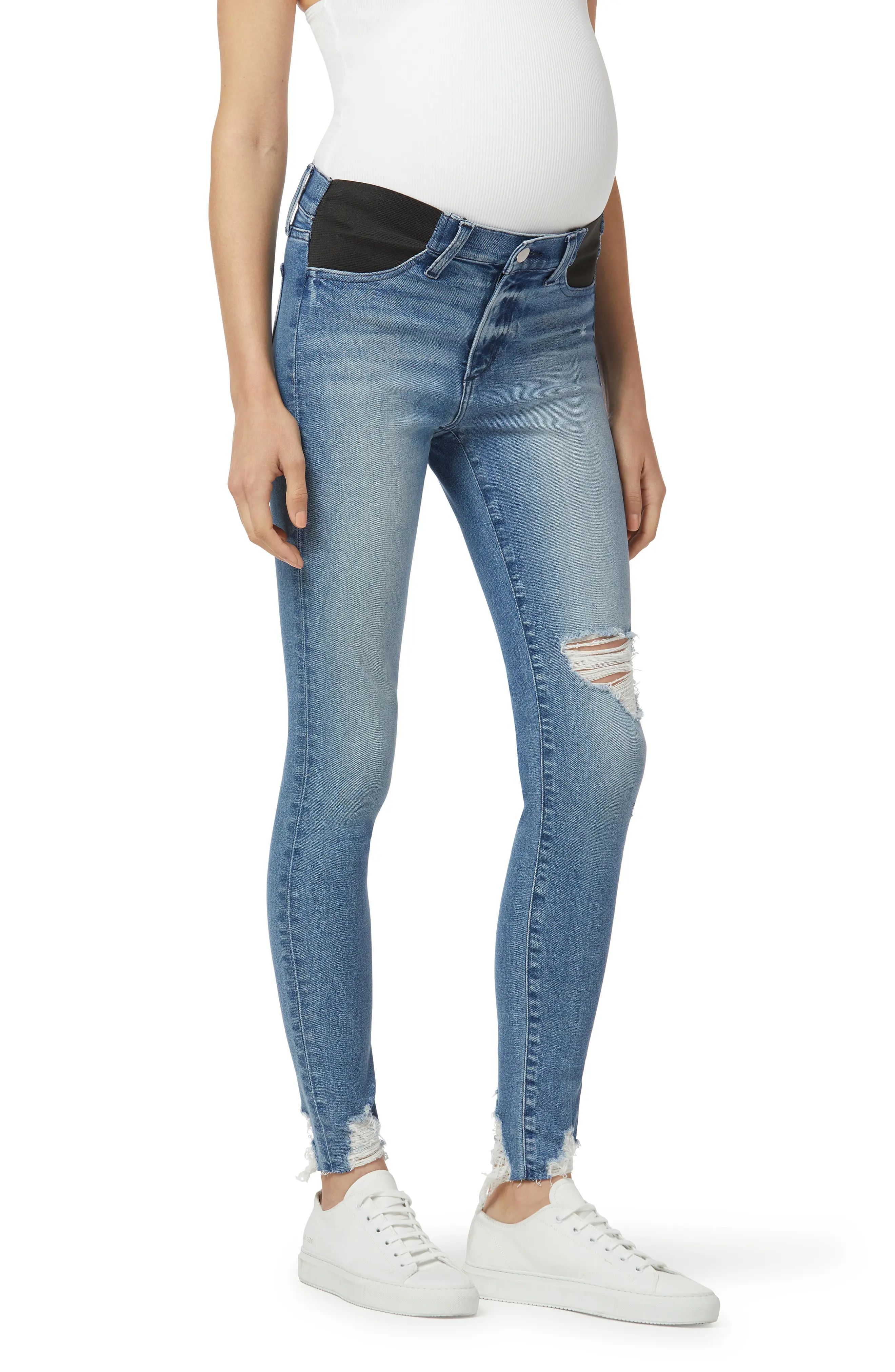 Joe's The Icon Ripped Chewed Hem Straight Leg Maternity Jeans in Rookie at Nordstrom, Size 28 | Nordstrom