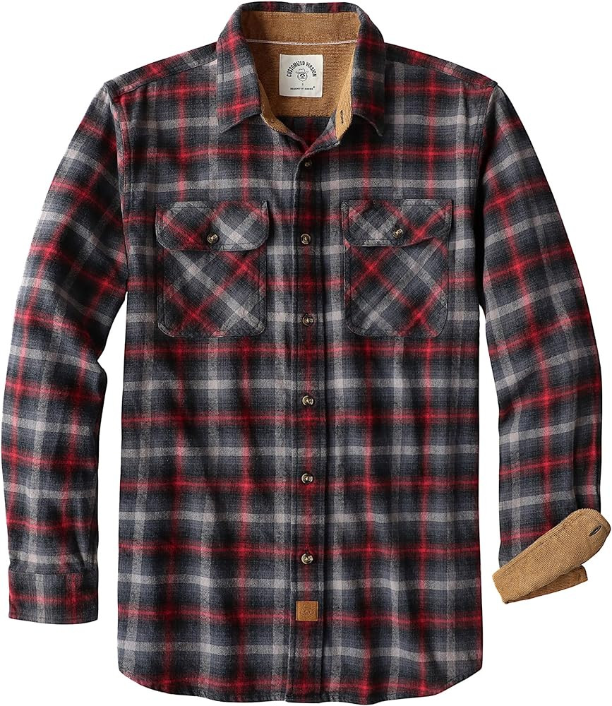 Dubinik® Mens Flannel Shirt Long Sleeve Button Down Plaid All Cotton Soft Brushed Flannel Shirt ... | Amazon (US)