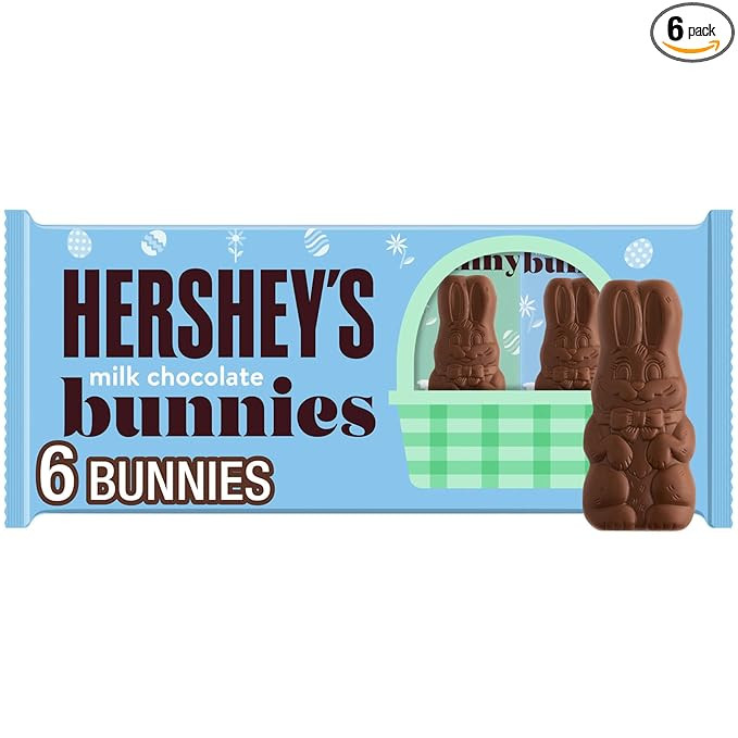 HERSHEY'S Milk Chocolate Bunnies, Easter Candy Packs, 1.2 oz (6 Count) | Amazon (US)