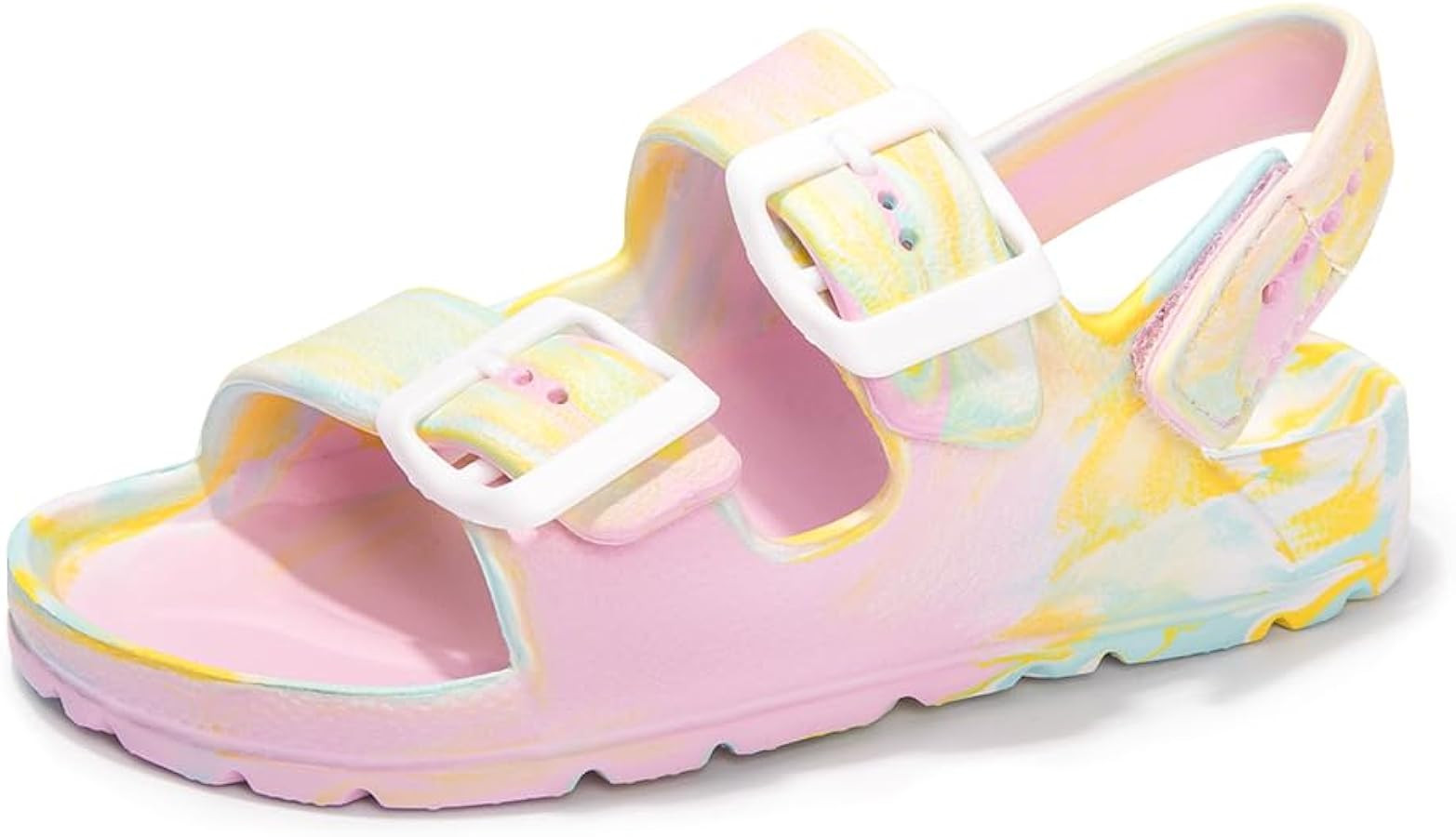 FUNKYMONKEY Unisex-Child Slides Double Buckle Adjustable EVA Flat Sandals for Boys Girls | Amazon (US)