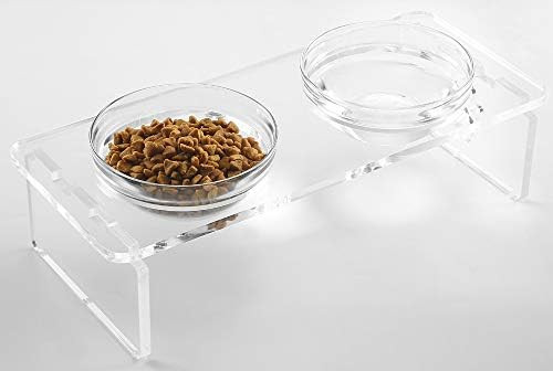 Dog and Cat Bowls Elevated Set - Acrylic Feeder Stand with 2 Set Removable Stainless Steel and Gl... | Amazon (US)