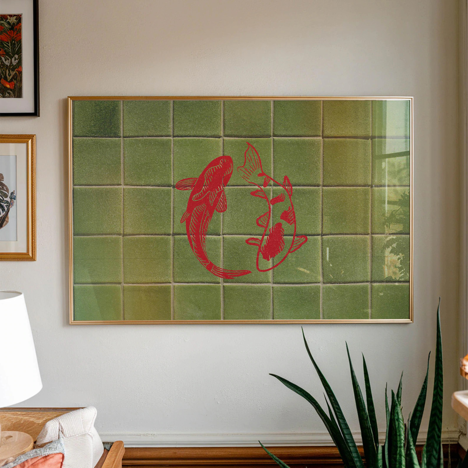 Koi Fish Print, Japanese Wall Art, Japandi Bar Cart Decor, Japanese Living Room Art, Maximalist C... | Etsy (Global)