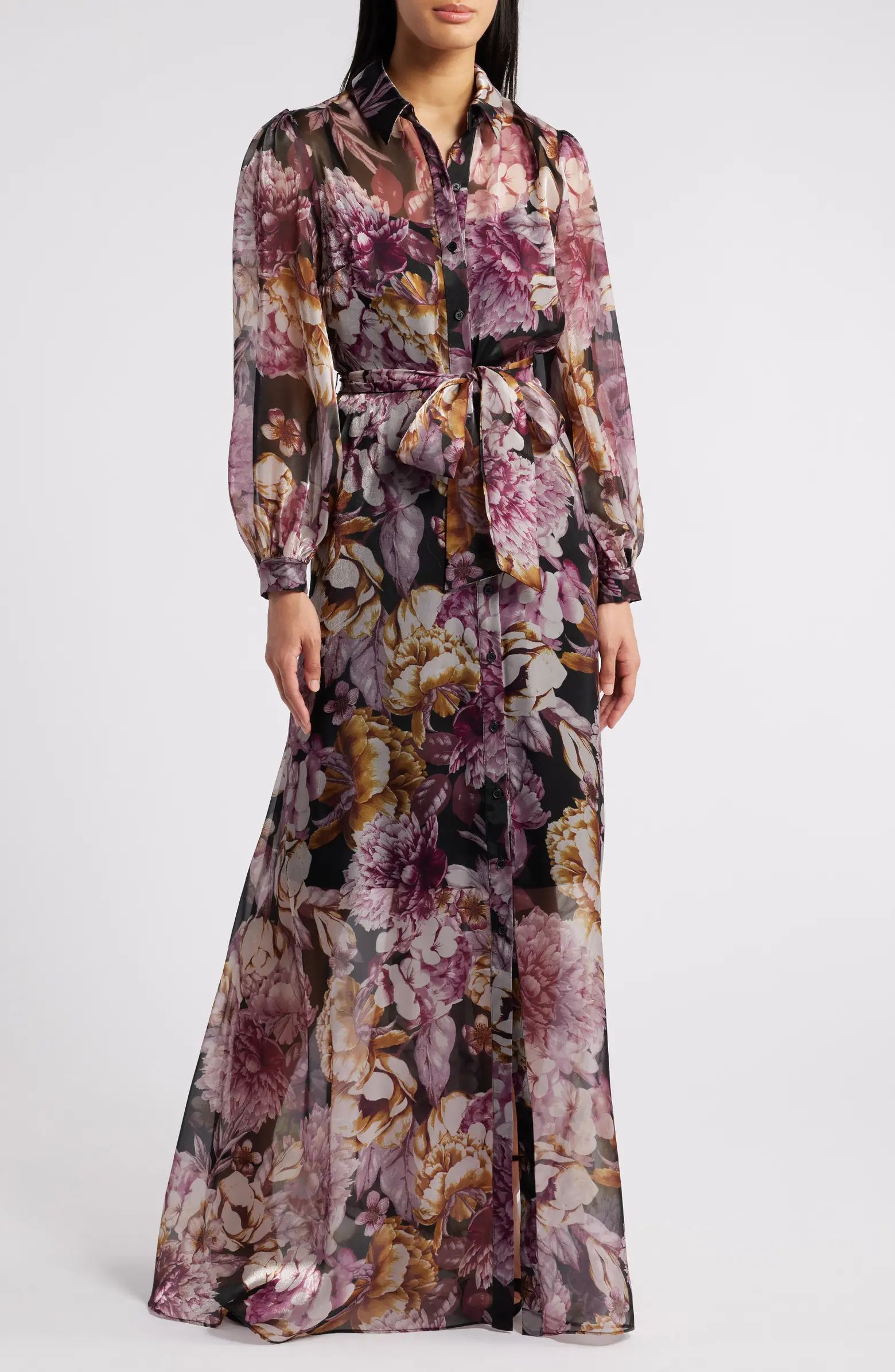 Julia Jordan Floral Long Sleeve Maxi Shirtdress | Nordstrom | Nordstrom