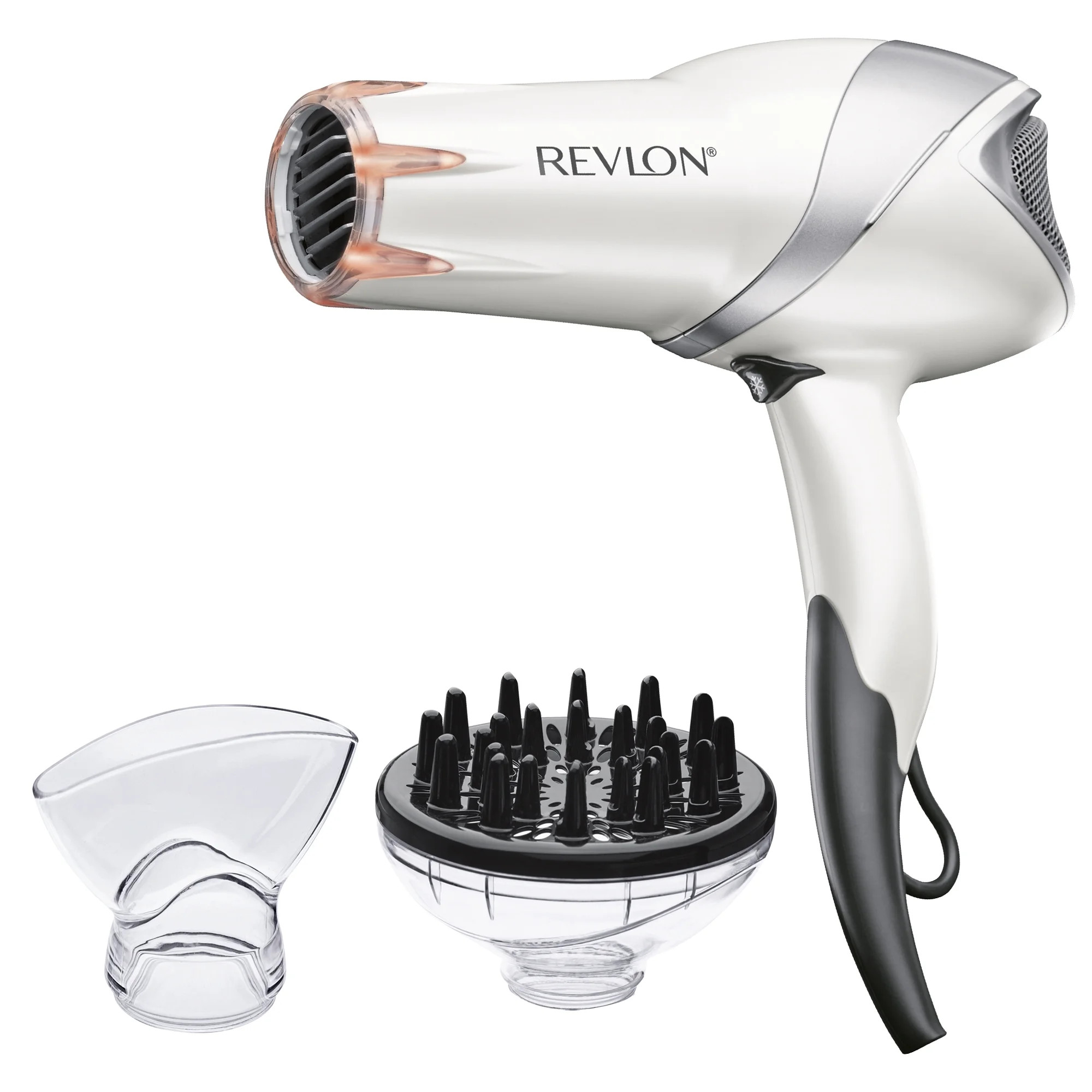 Revlon Pro Collection Infrared Tourmaline Ionic Hair Dryers, White with Concentrator and Diffuser | Walmart (US)
