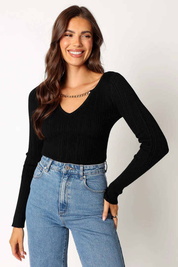 Ace Long Sleeve Knit Bodysuit - Black | Petal & Pup (US)