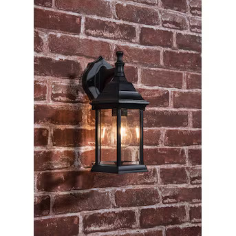 Project Source 1-Light 11.81-in Black Outdoor Wall Light | Lowe's