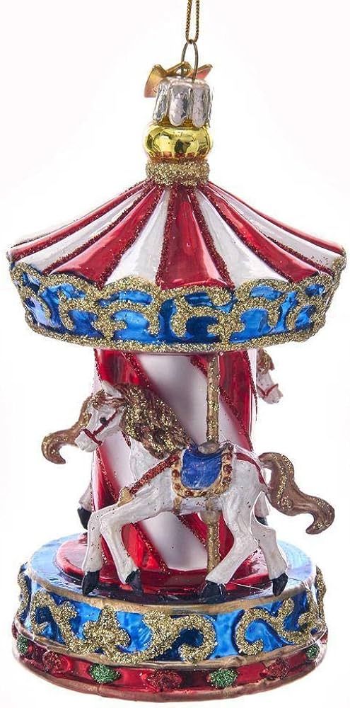 Noble Gems Carousel Merry Go Round Glass Christmas Ornament NB1360 | Amazon (US)