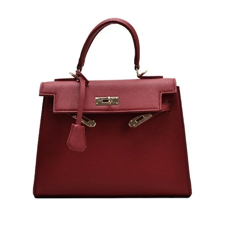 BESTSPR Women's Genuine Leather Solid Print Shoulder Strap Crossbody Handbag, Red - Walmart.com | Walmart (US)