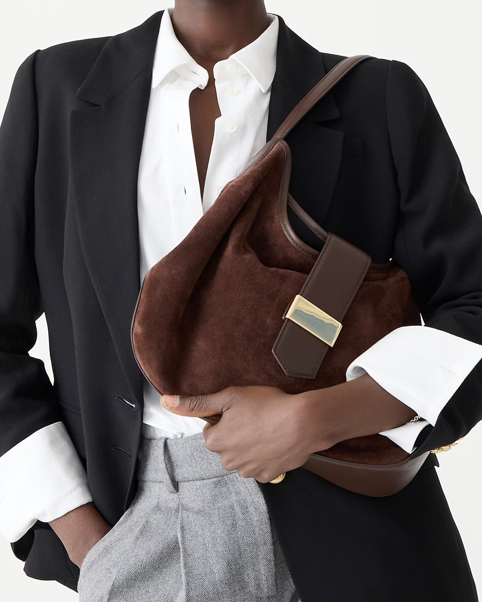 Berkeley suede and leather shoulder bag | J. Crew US