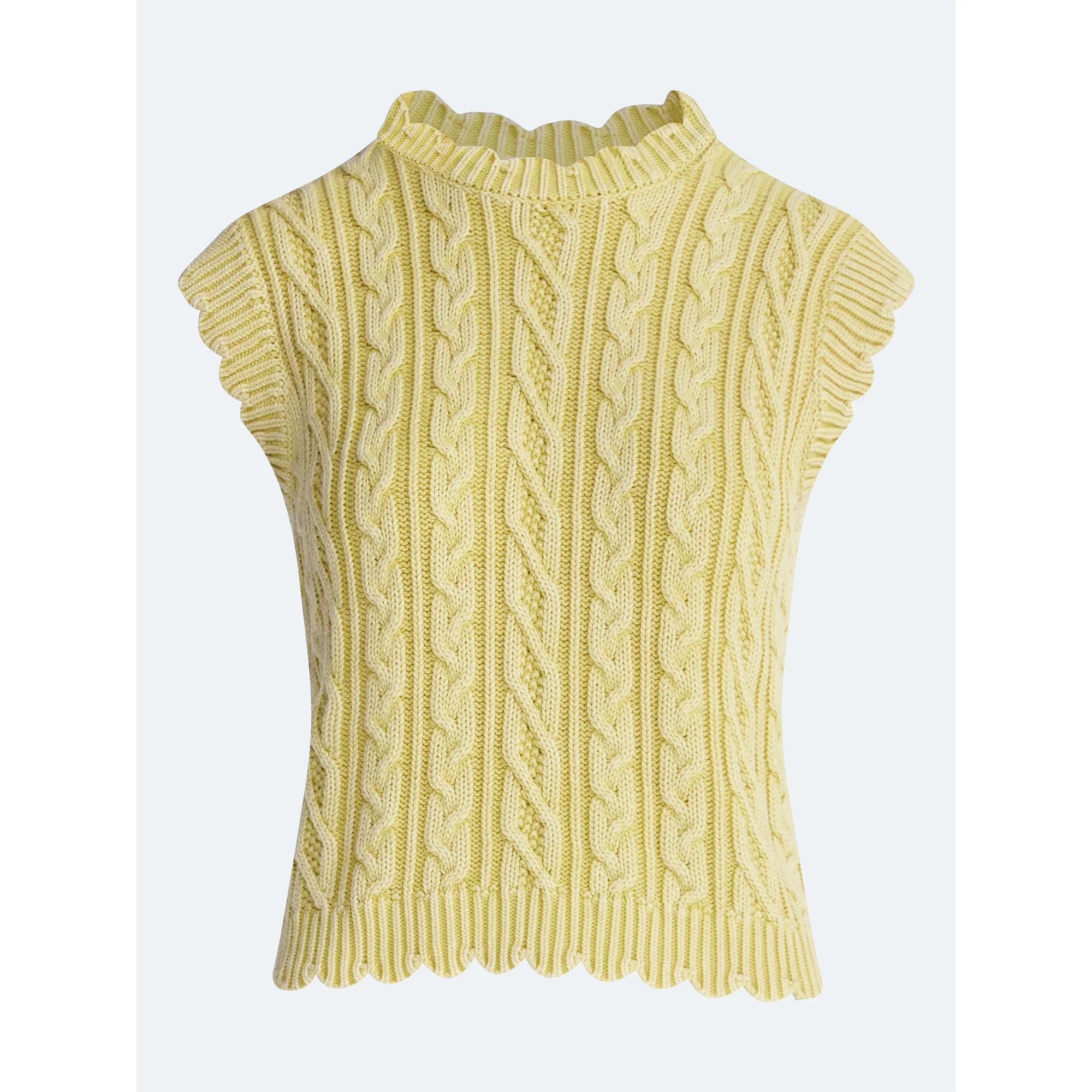 Free Assembly Women's Scalloped Cable Knit Cotton Vest, Sizes XS-XXL | Walmart (US)