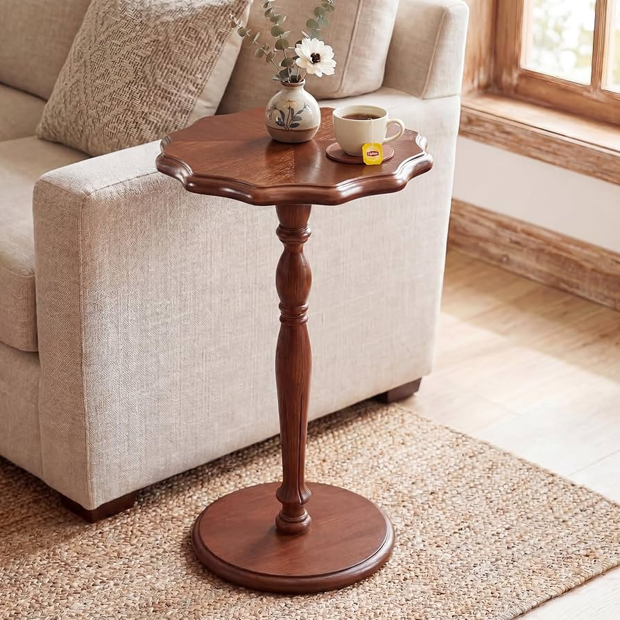 STO'SENSE Round Side Table, Drink Table for Small Spaces,Modern Accent Nightstand w/Solid Wood Le... | Amazon (US)