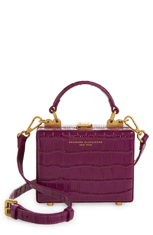 Brandon Blackwood Mini Kendrick Croc Embossed Leather Trunk Crossbody Bag in Purple Croc at Nordstrom | Nordstrom