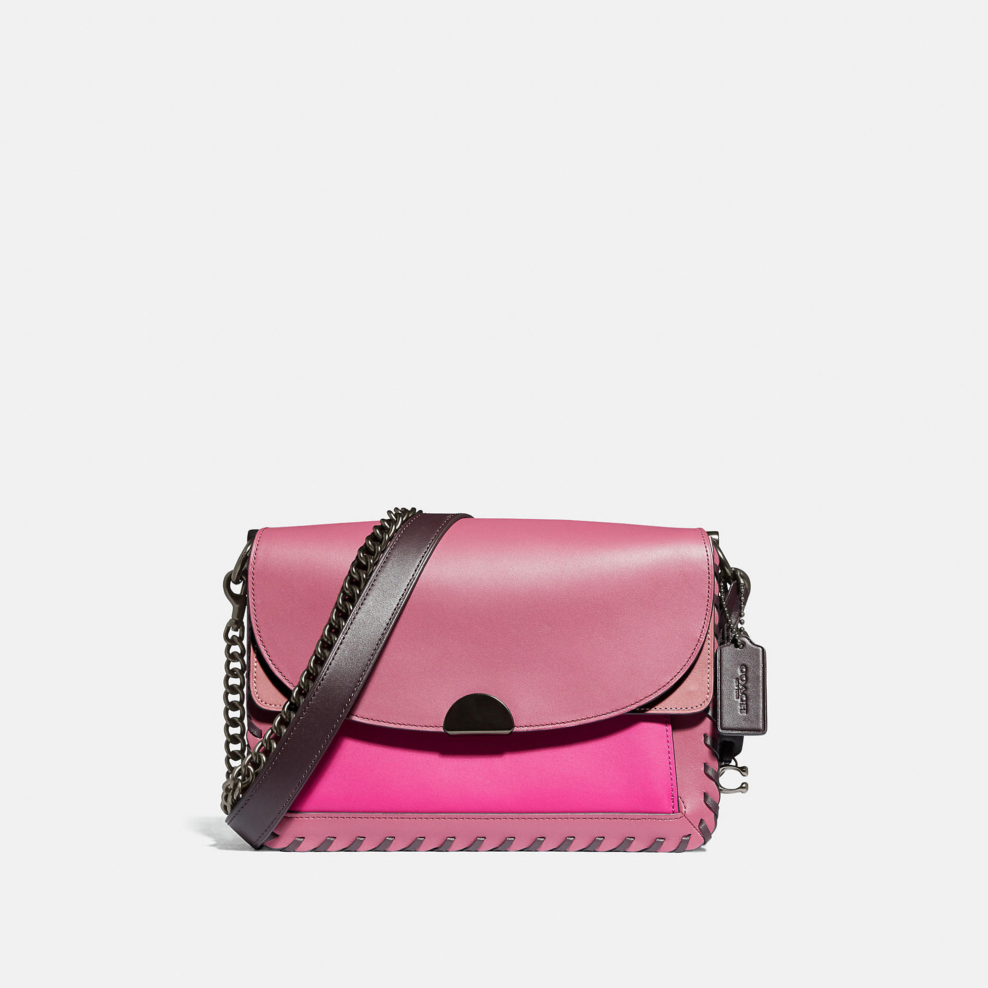 Coach: Dreamer Shoulder Bag In Colorblock With Whipstitch - Women's - V5/True Pink Multi | Coach Outlet US
