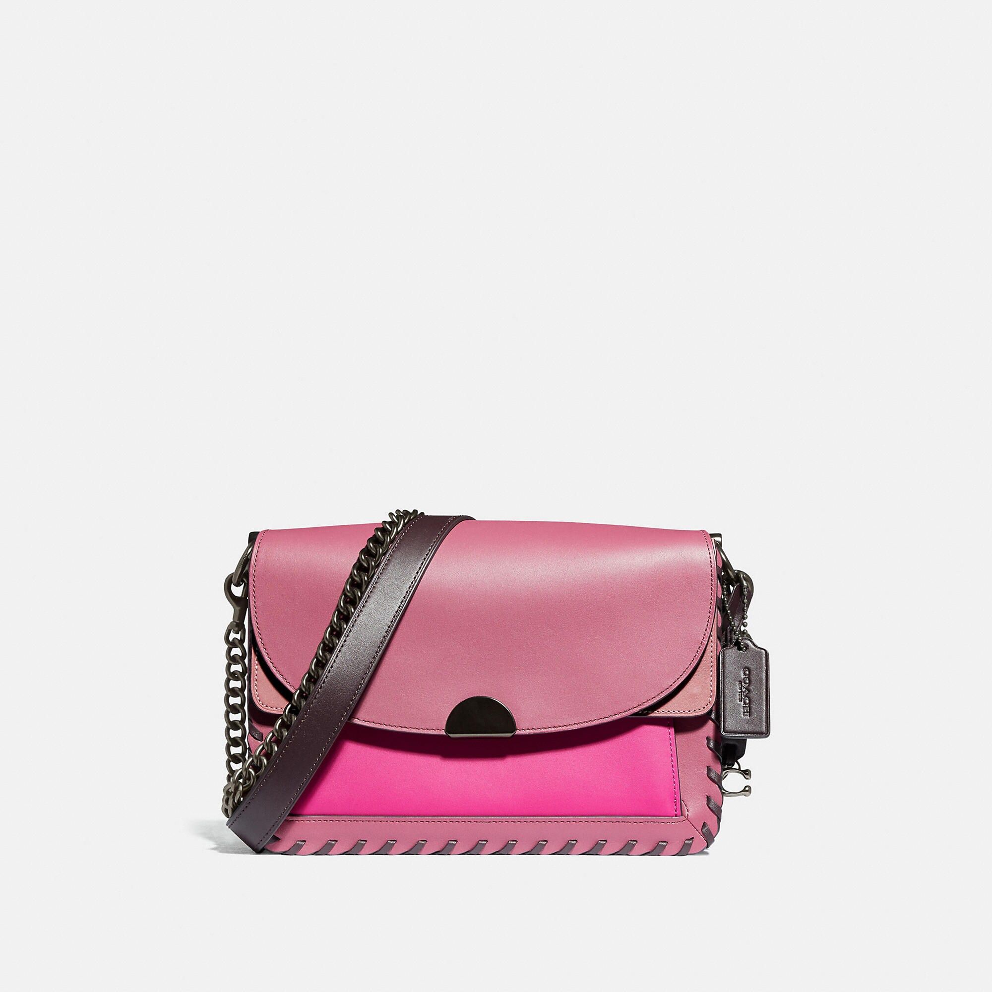 Coach: Dreamer Shoulder Bag In Colorblock With Whipstitch - Women's - V5/True Pink Multi | Coach Outlet
