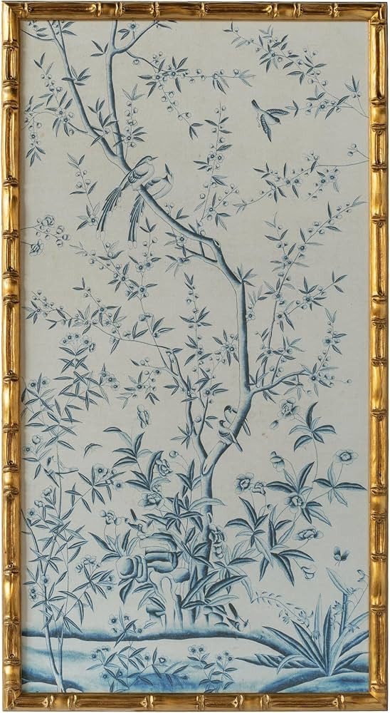 HongFengtang Chinese Rice Paper Print China Flower And Bird Bamboo Frame 19.5 X 35.8 Inches (A) | Amazon (US)