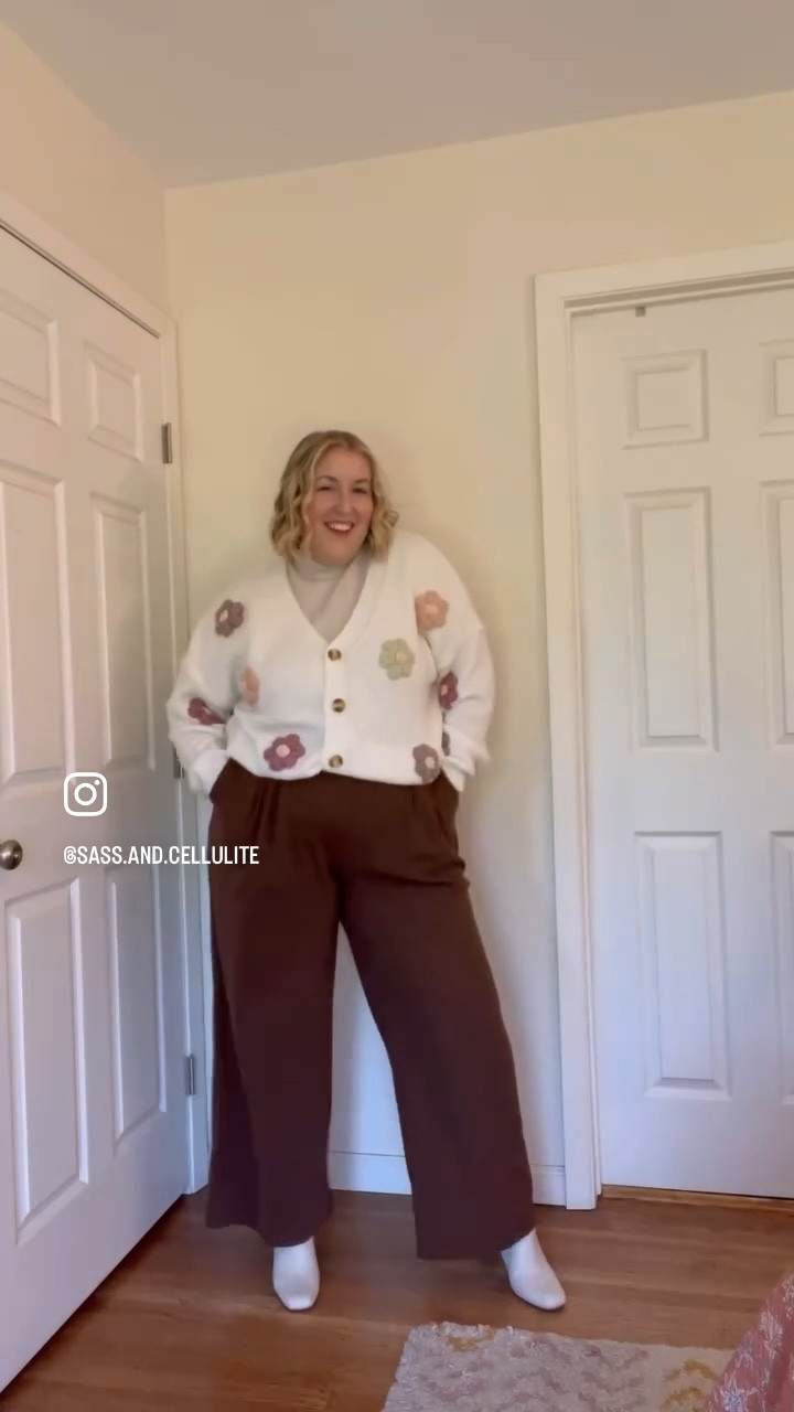 Day 14 of 14 days of fall work outfits 🤎🌸 

Pants are fleece-lined and so soft & comfy! Wearing 2X. Sweater is size A and the top is old from Target but I linked some similar   

#LTKStyleTip #LTKPlusSize #LTKMidsize