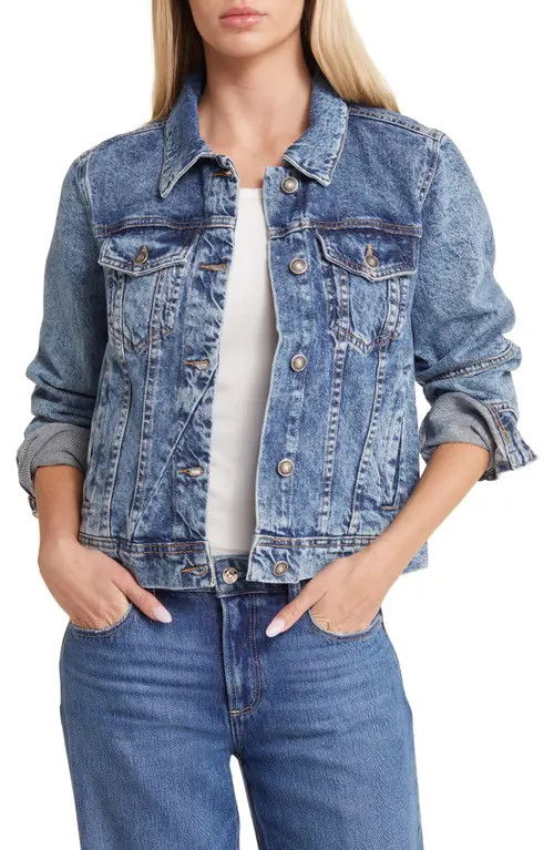 Free People We the Free Rumors Denim Jacket in Indigo Blue at Nordstrom, Size Large | Nordstrom