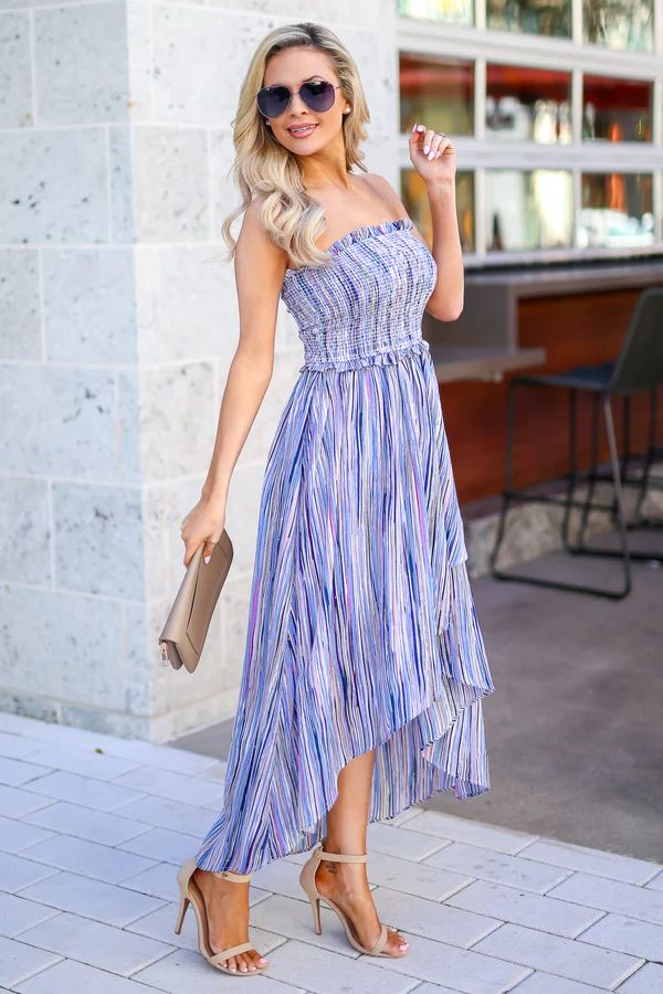 Summer Nights Striped Maxi Dress - Blue | Closet Candy Boutique US