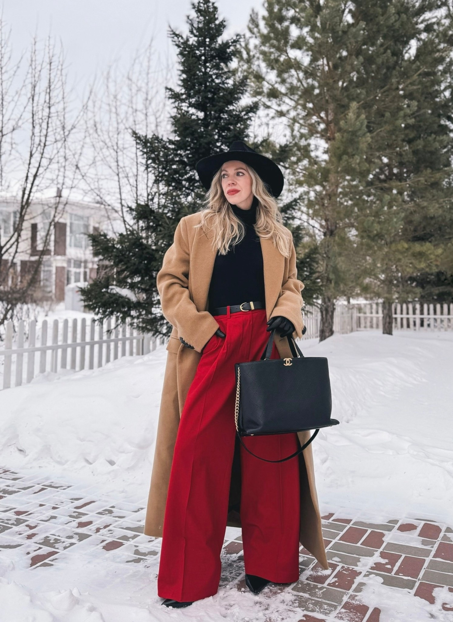 Valentine’s Day workwear outfit, camel coat, red wide leg pants, camel black and red outfit, style over 40

#LTKOver40 #LTKValentine #LTKWorkwear