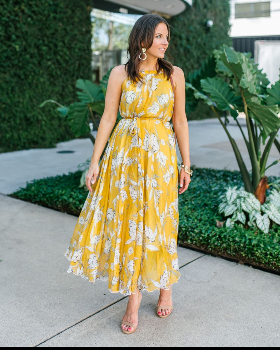 Summer dress / yellow floral maxi dress / bridal shower outfit / summer outfit / church dress / heeled sandals 

#LTKFindsUnder100 #LTKSeasonal #LTKWedding