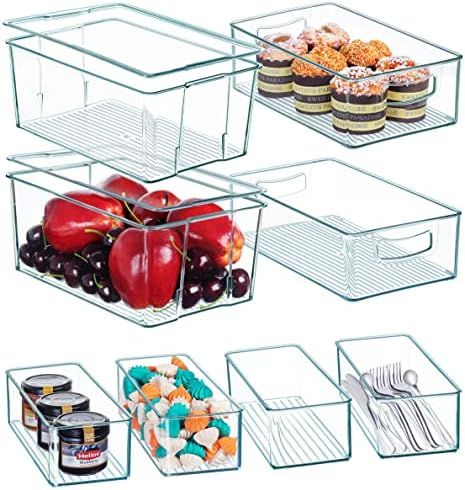 Hudgan 8 PACK Multi-size Clear Refrigerator/Freezer Organizer Bins Set, Stackable Pantry Organiza... | Amazon (US)
