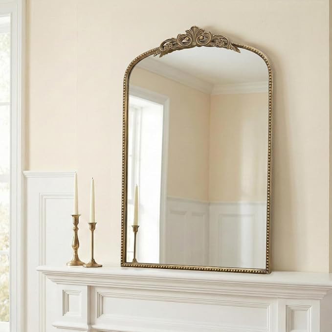 Micasso Ornate Antique Gold Mirror: 24"x36" French Baroque Arched Mirror - Traditional Vintage De... | Amazon (US)