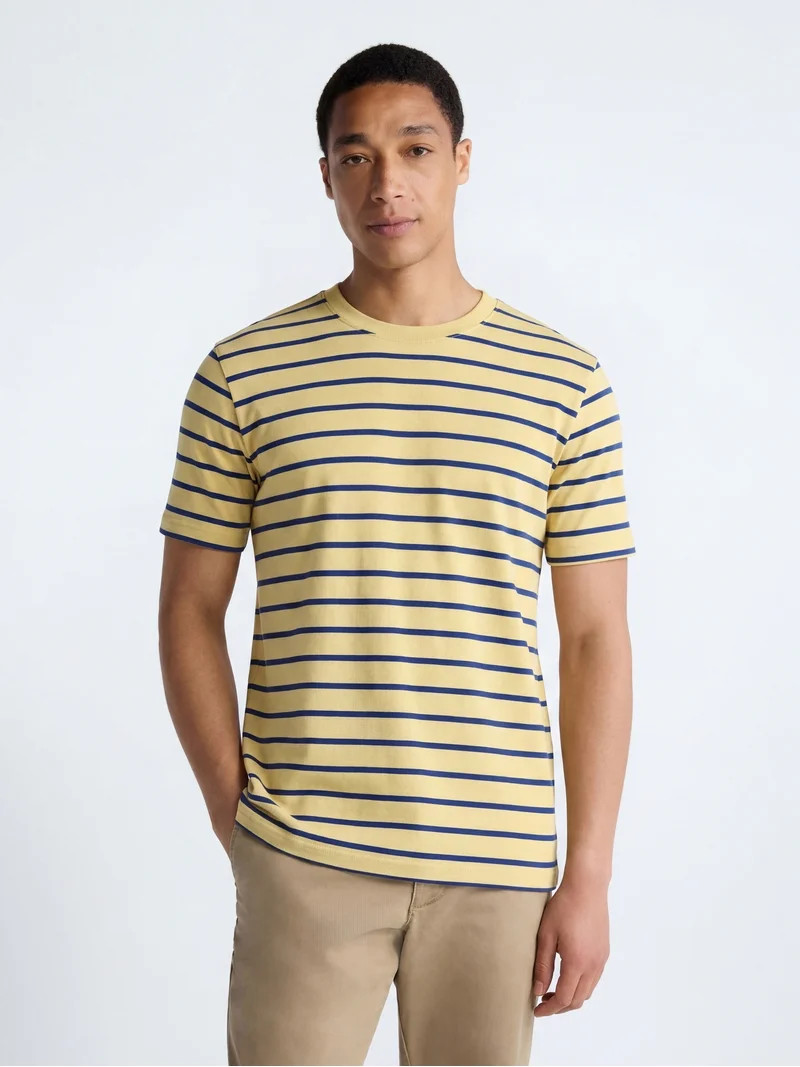 Free Assembly Striped Relaxed Heavyweight Tee with Short Sleeves, Sizes XS-3XL | Walmart (US)