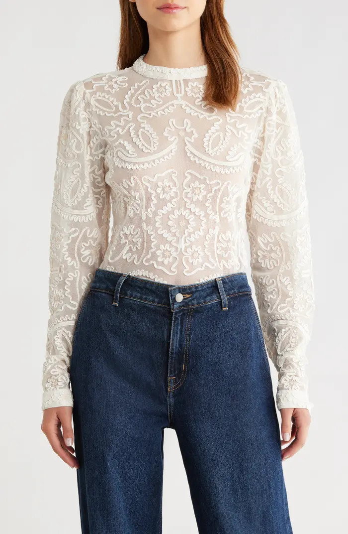 FARM Rio Embroidered Lace Sweater | Nordstrom | Nordstrom