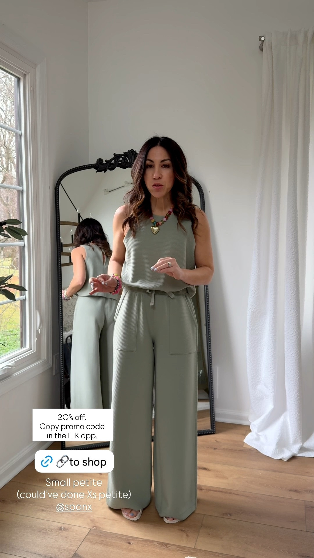 Copy the promo code for 20% off @Spanx. Wearing small petite jumpsuit could’ve done XS petite

#LTKOver40 #LTKSpringSale #LTKPetite