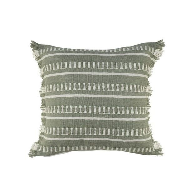 Ox Bay Fringe Striped Indoor Outdoor Oversized Throw Pillow, 24" Square, Green, Count per Pack 1 | Walmart (US)