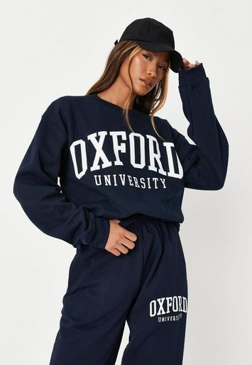 Navy Co Ord Oxford University Oversized Sweatshirt | Missguided (US & CA)