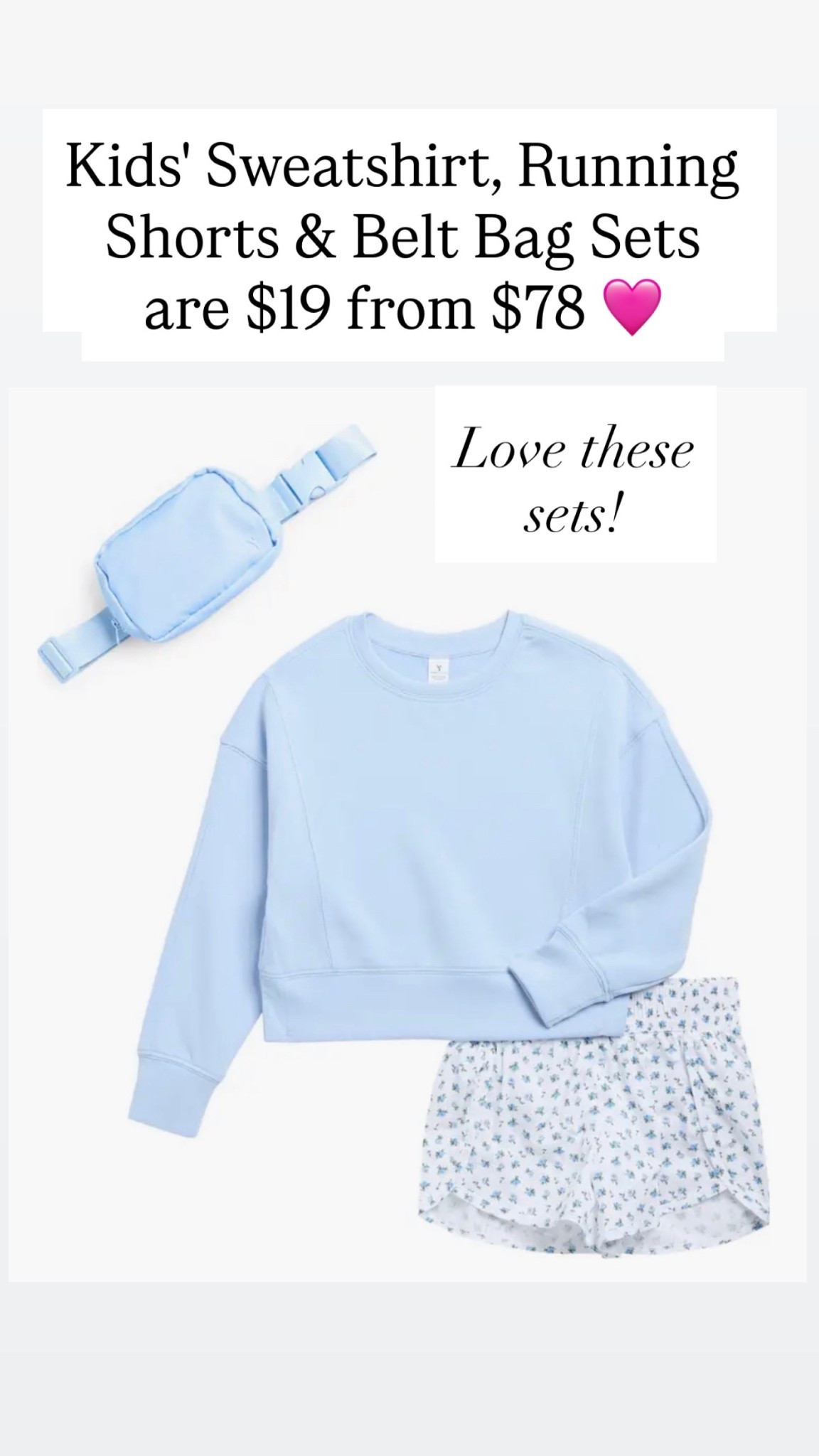 Kids' Sweatshirt, Running Shorts & Belt Bag Sets are $19 from $78

#LTKSaleAlert #LTKKids