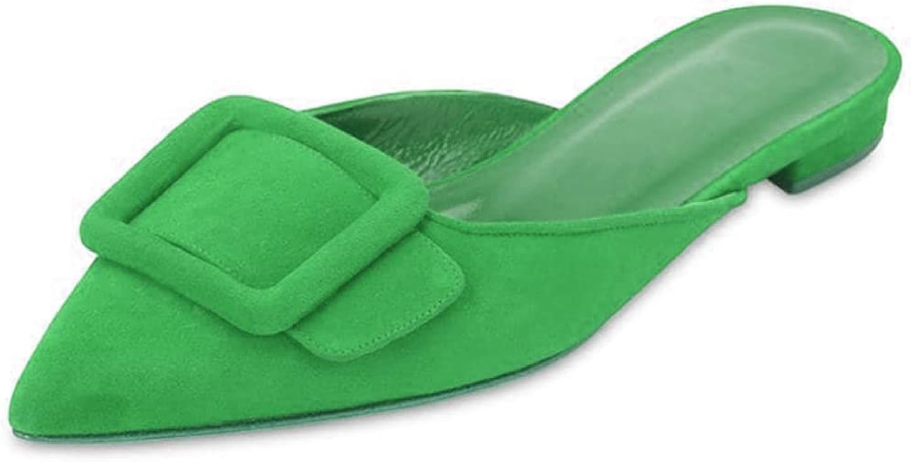 Mules for Women, Buckle Flat Mules Pointed Toe Backless Mule Slides Suede Slip On Loafers | Amazon (US)