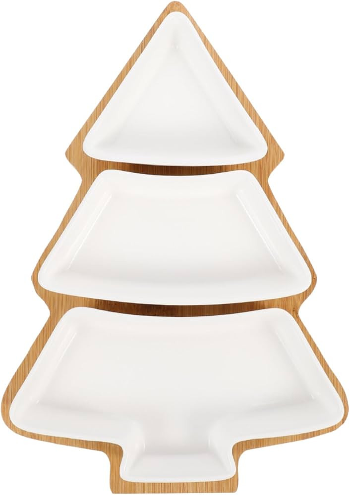 Angoily Christmas Tree Shaped Platter Ceramic Christmas Serving Tray Dishes for Entertaining, Foo... | Amazon (US)