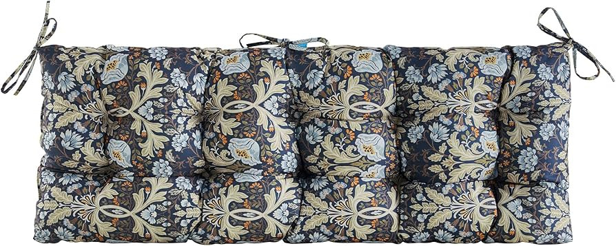 ARTPLAN Patio Bench Tufted Cushion with Tie,Outdoor Loveseat Cushion for Gliders,48x18 Inches,Flo... | Amazon (US)