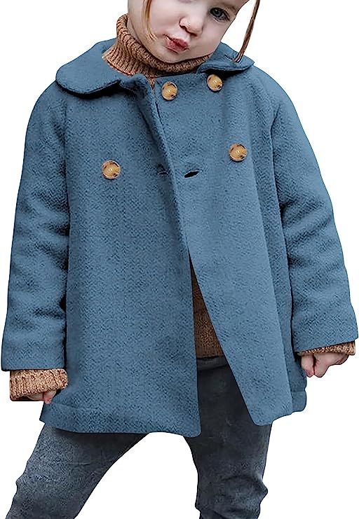 Pengfei Toddler Baby Girls Double Breasted Dress Coat Long Sleeve Winter Peacoat Overcoat Outwear... | Amazon (US)