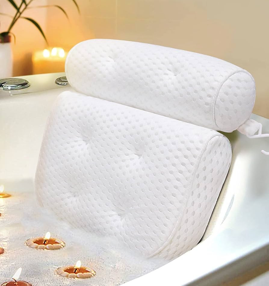 Bath Pillow, Bathtub Pillow with Anti-Slip Suction Cups, 4D Mesh Soft Spa Bath Tub Pillow Headres... | Amazon (US)