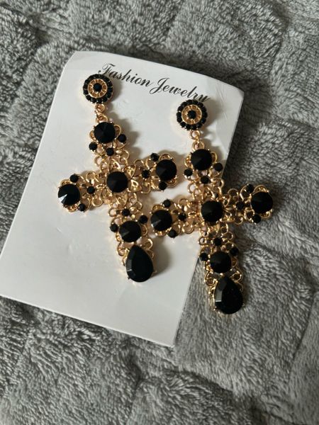 Gold and black statement earring 
Cross earrings


#LTKstyletip #LTKfindsunder50