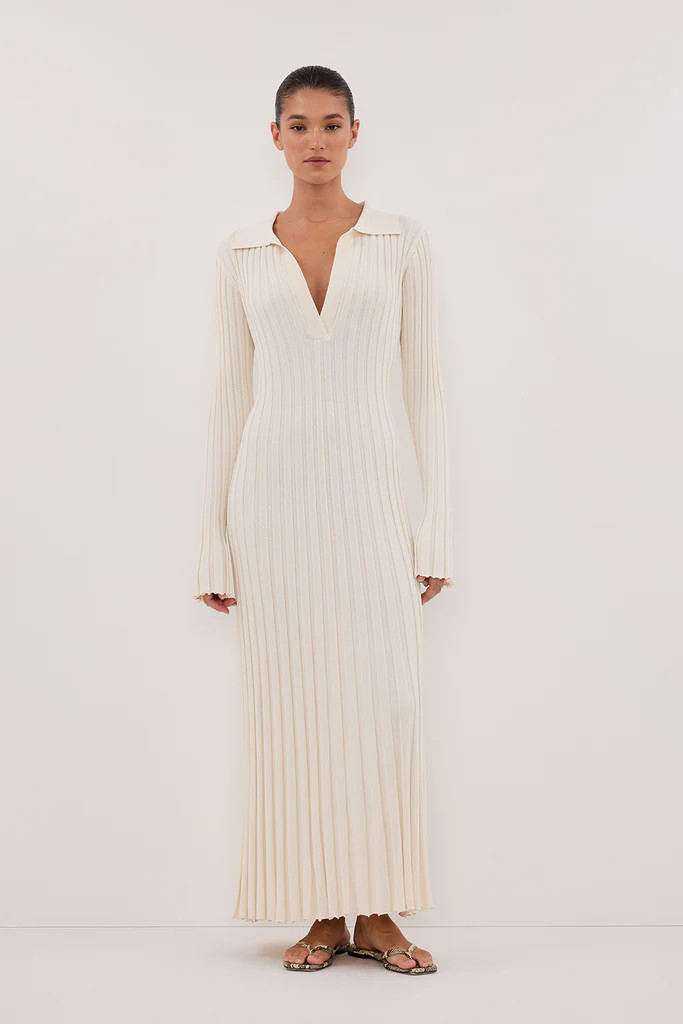 HAL PLASTER LONG SLEEVE KNIT MIDI DRESS | DISSH