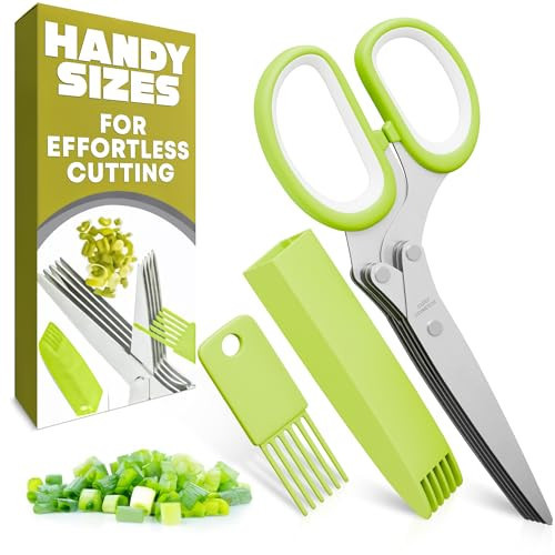 Herb Scissors with 5 Blades and Cover – Stainless Steel Herb Cutter for Fast & Precise Cutting, Compact, Easy-to-Store Design – Ergonomic Handle & Cleaning Brush for Quick and Comfortable Kitchen Prep | Amazon (US)