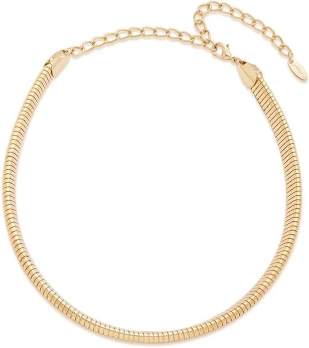 Ettika Gold Necklace. 18K Gold Plated Essential Flex Snake Chain Necklace. 8mm Thickness Choker f... | Amazon (US)