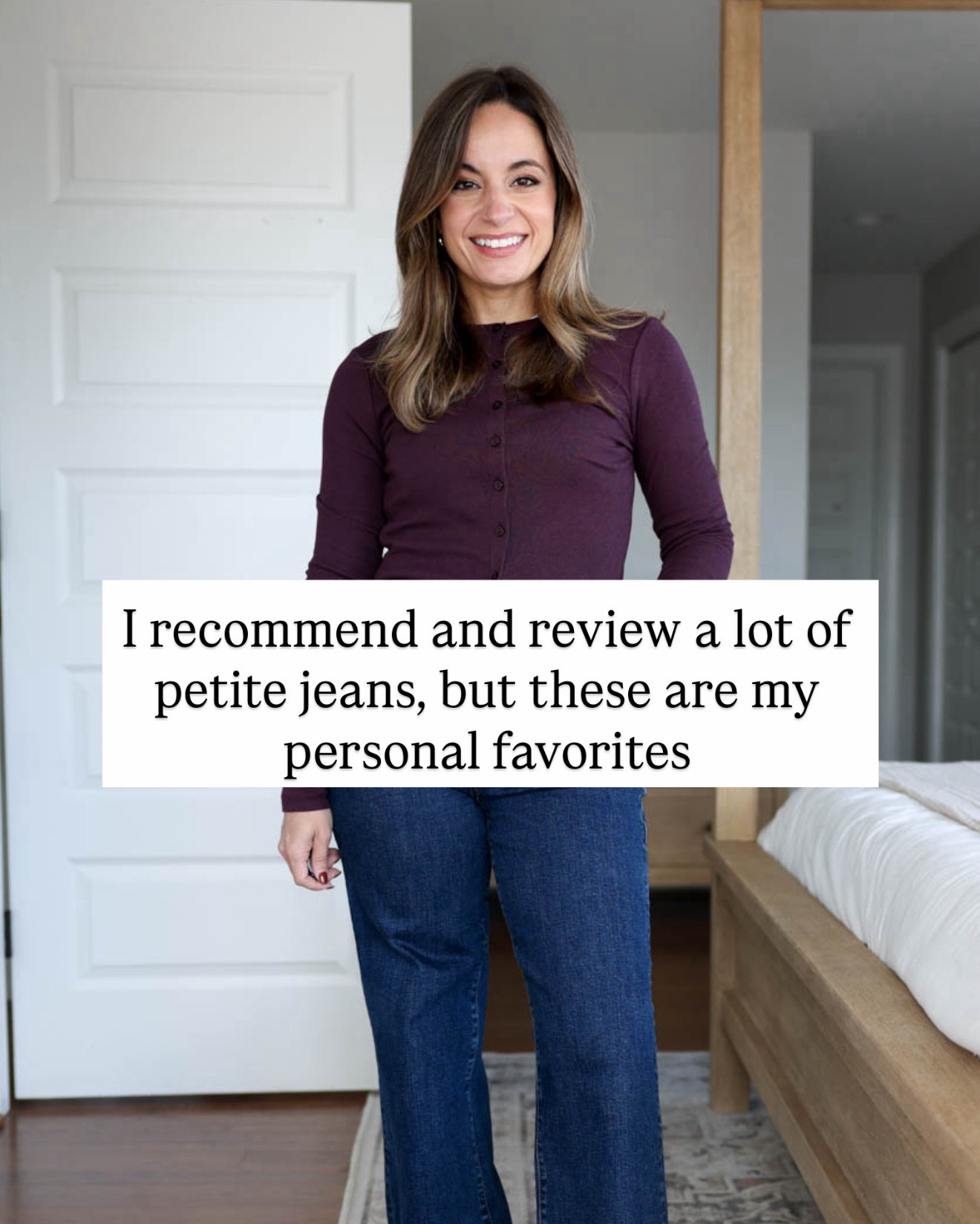 I review a lot of jeans to help as many petites as I can but out of my recommendations, these are the pairs I personally wear the most. And they’re all on sale! 

This season I’ve been wearing mostly wide/slim wide jeans. I love a 10-10.5” rise and a 27.5-29” inseam! 

The Wide-Leg Jeans at Madewell: 24 or petite 24 - these are true to size, low stretch, but hold their shape. In petite they have a 10.5” rise and a 27” inseam. In standard they have a 10 3/4” rise and a 29” inseam (I can wear both). 20% off 
Purple top (Gap): petite xs 

The Bootcut Jeans from J.Crew: petite 24 - true to size, stretch denim. They have a 10.25” rise and a 29.5” inseam in petite. I find they shrink and shorten some in the wash. 50% off 
Navy sweater (J.Crew): xxs 

The 90s Relaxed Jeans from Abercrombie: 24 extra short - true to size, no stretch cotton denim. 10.5” rise and a 27.5” inseam in extra short. Marked down to $67

The Perfect Vintage Wide-Leg: petite 24 in pipestone wash - true to size, stretch denim. 10.5” rise and 28” inseam in petite. 40% off 
Black turtleneck (Aritzia): xxs
Black Coat (Aritzia): xxs short

Shout out to the Bella wide leg jeans at Quince. I also wear those a lot but they’re currently all sold out. 

My measurements for reference: I’m 4’10” and 105lbs. My bust, waist, and hip measurement is 32”, 24”, and 36”.


#LTKCyberWeek #LTKPetite #LTKHoliday