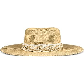 Lucky Brand Women's Summer Straw Wide Brim Boater Panama Adjustable Hat (One Size Fits Most) | Amazon (US)