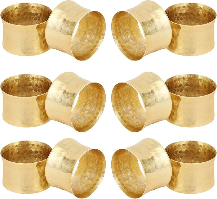 ITOS365 Handmade Round Hammered Golden Napkin Rings Holder for Dinning Table Parties Everyday, Se... | Amazon (US)