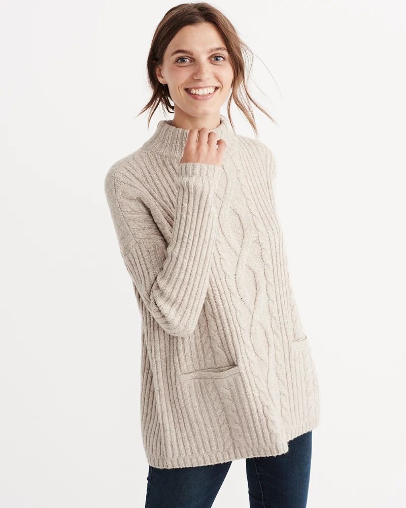 Boxy Cable Turtleneck Sweater | Abercrombie & Fitch US & UK