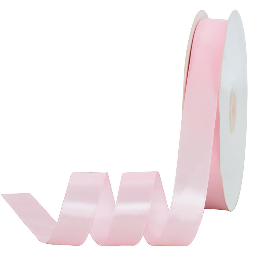 TONIFUL 7/8 Inch x 100yds Pink Satin Ribbon Thin Solid Frabic Ribbons for Gift Wrapping, DIY Craf... | Amazon (CA)